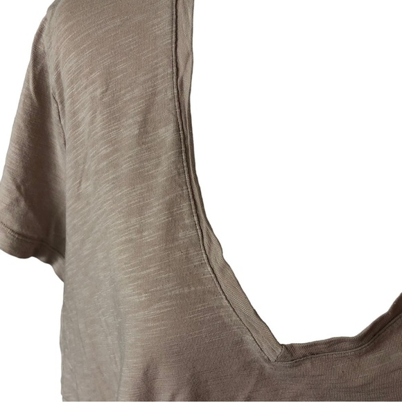 Felina Cotton Modal Tee Women XL Beige Vneck  Short Sleeve Slub Cotton - Picture 2 of 8